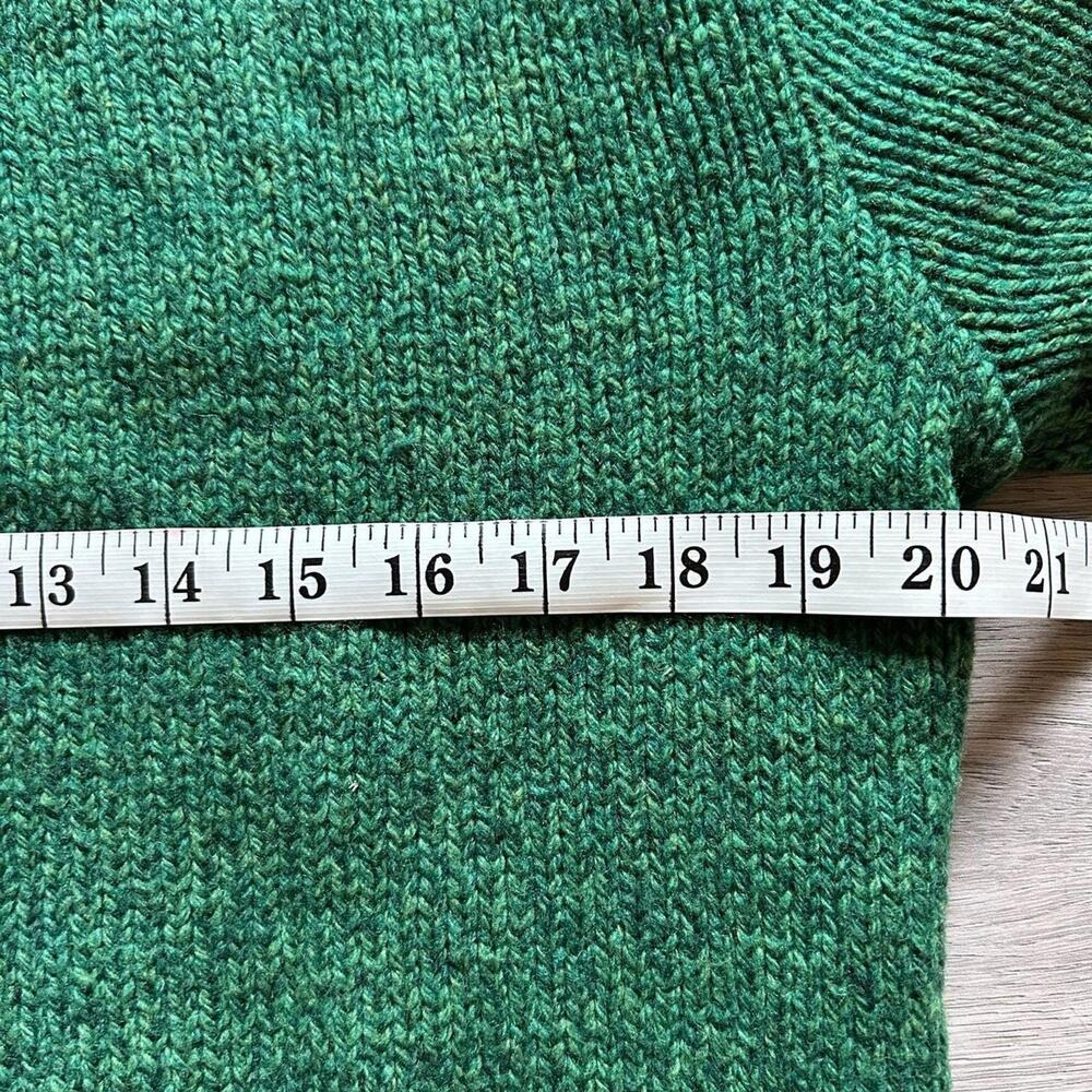 Vintage 90s LL Bean Rare Green color Wool Blend Fisherman Knit Sweater M - Picture 6 of 7